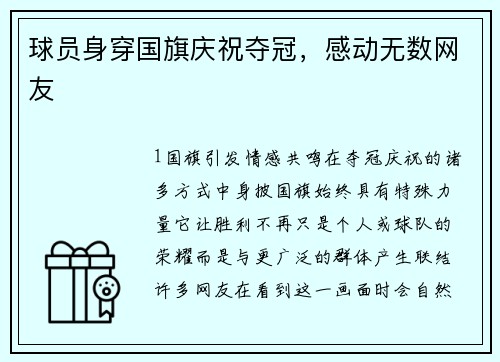 球员身穿国旗庆祝夺冠，感动无数网友
